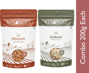 kesarco w320 premium cashews  raw almonds combo  200 gm each combo w320 cashews-200gm raw almonds-200gm