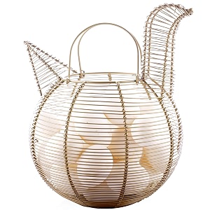 farmhouse style gold metal wire chicken design egg basket  hen shape egg basket  decorative kitchen storage baskets
