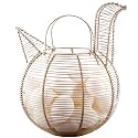 Farmhouse Style Gold Metal Wire Chicken Design Egg Basket | Hen Shape Egg Basket | Decorative Kitchen Storage Baskets