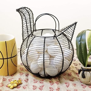round egg basket hen shape farmhouse style black metal wire chicken design egg basketdecorative kitchen storage baskets