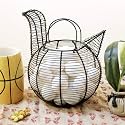 Round Egg Basket Hen Shape Farmhouse Style Black Metal Wire Chicken Design Egg Basket/Decorative Kitchen Storage Baskets