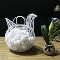 Farmhouse Style White Metal Wire Chicken Design Egg Basket/Decorative Storage Baskets for Kitchen (White)