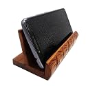 Multi-Purpose Mobile Stand for Table, Bed, Mobile Holder, Phone Stand Holder, Office Table Accessories, Tablet Stand, Wooden Mobile Stand- Sheesham Wood with Brass Inlay.