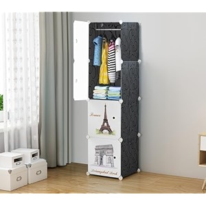 kid39s polypropylene sheet and steel rod wardrobe cabinet 4 door storage organizer almirah rack shelf for clothes living room bedroom yellow colour black