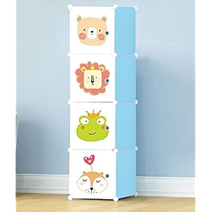 kid39s polypropylene sheet and steel rod 4 door storage organizer rack shelf cabinet blue