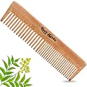 100% Handmade Organic Pure Neem Wooden Dual Teeth Hair Comb For | Women &amp; Men | Natural &amp; Eco-Friendly | Anti-Static Natural Curly Hair Styling Comb