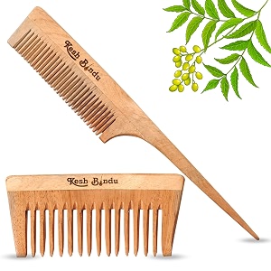 handcrafted neem hardwood combs  women amp men  natural amp eco-friendly  anti-static natural curly hair styling comb with fine amp wide pocket amp tail comb combo pack