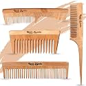 Handmade Kachi Neem Wood Anti-Dandruff Comb hair styling - (Family Kit) Different 4 Types Of Neem Wood Combs Combo Set | Men &amp; Women…