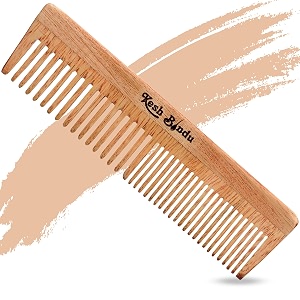 handmade neem wood anti-dandruff hair tail combs for hairs fall control for men and women beige