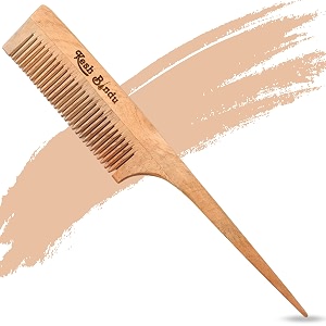 handmade neem wooden combs hair comb for  women amp men  natural amp eco-friendly  anti-bacterial hair styling comb with fine amp wide teeth comb  made in india tail comb