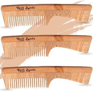 handmade neem wooden combs hair comb for  women amp men  natural amp eco-friendly  anti-bacterial hair styling comb with fine amp wide teeth comb  made in india handle comb pack 3