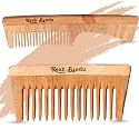 Natural Neem Wood comb Helps in Hair Growth, Hairfall, Dandruff Control & Hair Growth Hair Straightening, Frizz Control For Men & Women |Treated with Neem Oil, Bhringhraj -Pack of 2