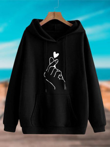 kesrinandanexport graphic print hooded neck casual women black sweater