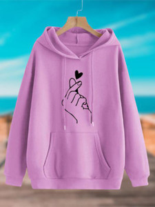 kesrinandanexport graphic print hooded neck casual women pink sweater