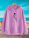 KESRINANDANEXPORT Graphic Print Hooded Neck Casual Women Pink Sweater