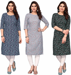 ketaki fashion pack of 3 printed crepe straight kurta for women multicolor