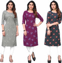KETAKI FASHION Pack of 3 Printed Crepe Straight Kurta for Women (Multicolor)