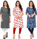 KETAKI FASHION Pack of 3 Printed Crepe Straight Kurta for Women (Multicolor)