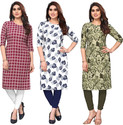 KETAKI FASHION Pack of 3 Printed Crepe Straight Kurta for Women (Multicolor)