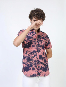 KETCH Men Printed Casual Pink Shirt