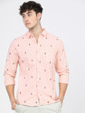 KETCH Men Printed Casual Pink Shirt