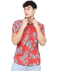 Ketch Mens Cotton Slim Fit Printed Half