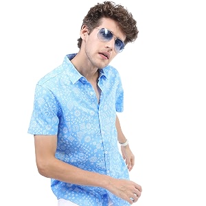 KETCH Men Cotton Slim Fit Printed Half