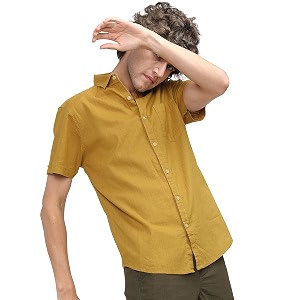 Ketch Mens Cotton Slim Fit Solid Half