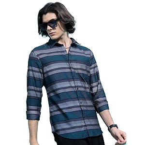 KETCH Men Slim Fit Striped Full Sleeve