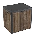 Keter Signature Everwood 30 Gallon Resin Outdoor Storage Box and Patio Furniture Side Table for Pool and Garden Accessories, Walnut