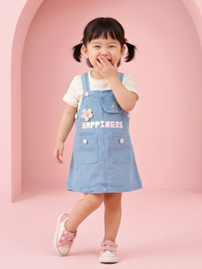 keti mini dungaree for baby girls casual printed denim