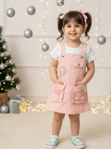 keti mini dungaree for baby girls casual printed denim multicolor pack of 1