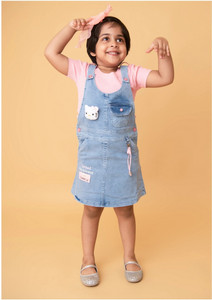 keti mini dungaree for baby girls casual printed denim