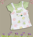 KETI MINI Dungaree For Baby Girls Casual Striped Cotton Blend (Green, Pack of 1)