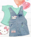 KETI MINI Dungaree For Baby Girls Casual Printed Denim