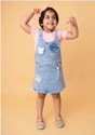 KETI MINI Dungaree For Baby Girls Casual Printed Denim (Pink, Pack of 1)