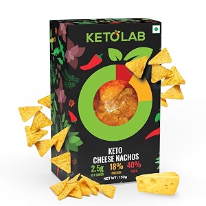 ketolab keto cheese nacho chips 150 g pack of 2 25g net carb amp 18 high proteinserving identical to regular nacho chips low carb high fibre low gi keto diet weight loss diabetic friendly