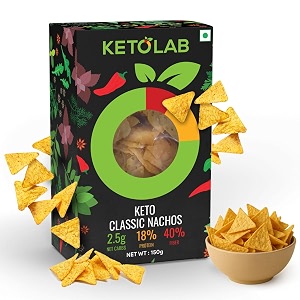 ketolab keto classic nacho chips 150 g pack of 3 25g net carb amp 18 high proteinserving identical to regular nacho chips low carb high fibre low gi keto diet weight loss diabetic friendly