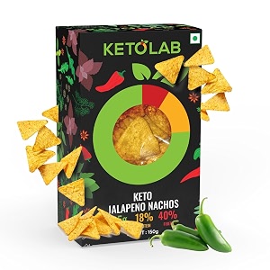 ketolab keto jalapeno nacho chips 150 gms pack of 3 24g net carb amp 18 high proteinserving identical to regular nacho chips low carb high fibre low gi keto diet diabetic friendly