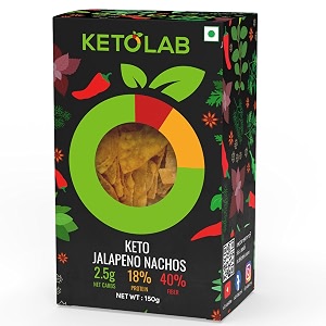 ketolab keto jalapeno nacho chips 150 g pack of 2 24g net carb amp 18 high proteinserving identical to regular nacho chips low carb high fibre low gi keto diet weight loss diabetic friendly