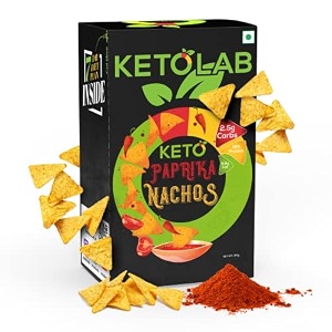 ketolab keto paprika nacho chips 200 gms 1 pack 27g net carb amp 7g high proteinserving identical to regular nacho chips ultra low carb pre-biotic high fibre low gi for keto diet amp weight loss