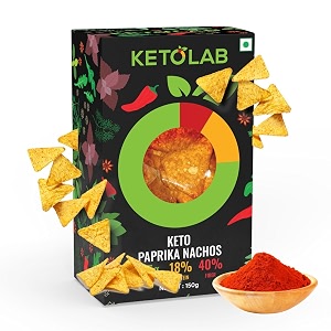 ketolab keto paprika nacho chips 150 g pack of 2 25g net carb amp 18 high proteinserving identical to regular nacho chips low carb high fibre low gi keto diet weight loss diabetic friendly