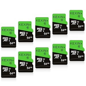 kexin 10 pack 64gb micro sd card with sd adapter microsdxc memory card uhs-i c10 u1 micro sd card full hd high speed tf card for smartphone tablet action camera dash cam game console 10 pack 64 g