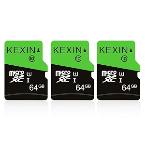 kexin 64gb micro sd card 3 pack with sd adapter microsdxc memory card uhs-i c10 u1 micro sd card full hd high speed tf card for tablet action camera dash cam drone game console 64 g 3 pack