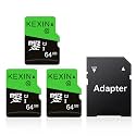 KEXIN 64GB Micro SD Card 3 Pack with SD Adapter, microSDXC UHS-I C10 U1 Memory Card, 85MB/s Read 30MB/s Write, Full HD High Speed TF Card for Tablet, Action Camera, Dash Cam, Drone, Game Console