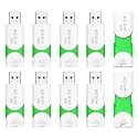KEXIN 8GB Flash Drive 10 Pack USB 2.0 Flash Drive 8 GB Thumb Drive 2.0 USB Drive Bulk Jump Drive Swivel Pen Drive Data Storage USB Stick with LED Indicator 8G Green