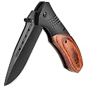 KEXMO Pocket Knife for Men, Wood Handle Folding Knives, Small, Black