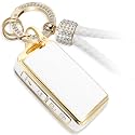 Key Fob Cover for Mazda, Rhinestone Loop Keychain Case, Gold Edge