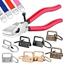 Key Fob Hardware Kit with Installation Pliers, 60 Pieces 1 Inch Wristlet Keychain Clips, 4 Colors for DIY Lanyard and Key Chain Making, Silver Black Bronze Gold