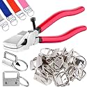 Key Fob Hardware Set, 50 Pieces, 1 Inch, with Installation Pliers Tool, for Wristlet Keychain, Key Lanyard and Key Chain Making Hardware Supplies